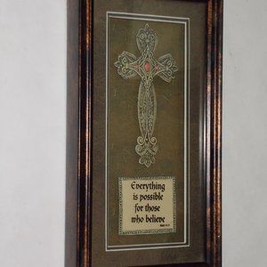 EUC, Gorgeous cross with scripture Mark 9-23, framed